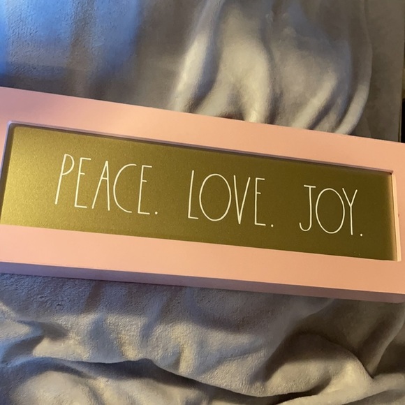 Rae Dunn “Peace. Love. Joy.” Wood Pink/Gold Sign - Picture 7 of 9